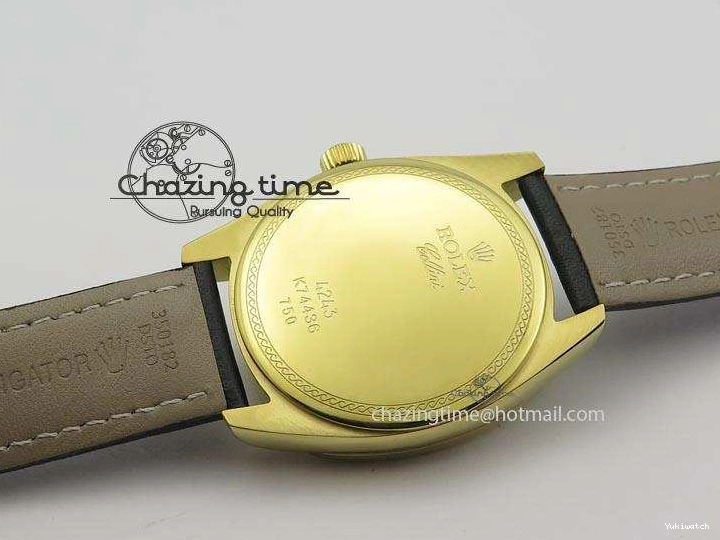 On Strap Black And Dial Numeral Date Leather A2824 Markers YG Cellini Brown Stick 0731